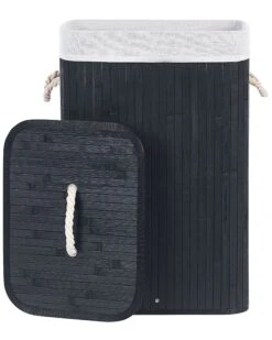 Bamboo Basket With Lid Black KOMARI -Furniture Store undef src sa picid 849010 type whitesh image
