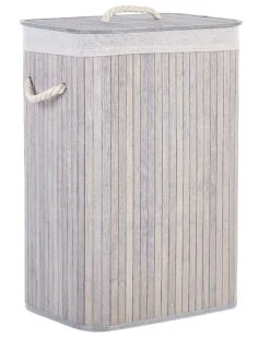 Bamboo Basket With Lid Light Grey KOMARI