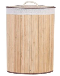 Bamboo Basket With Lid Light Wood MATARA