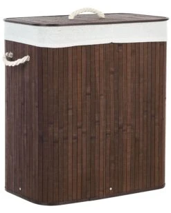 Bamboo Basket With Lid Dark Wood KANDY