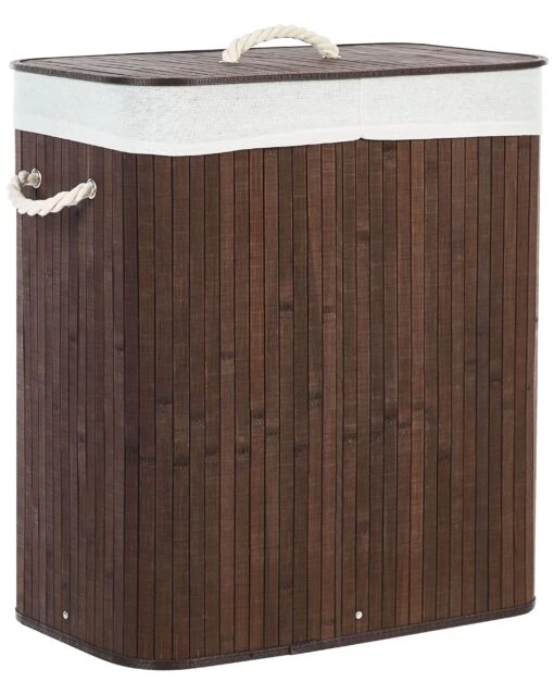 Bamboo Basket With Lid Dark Wood KANDY