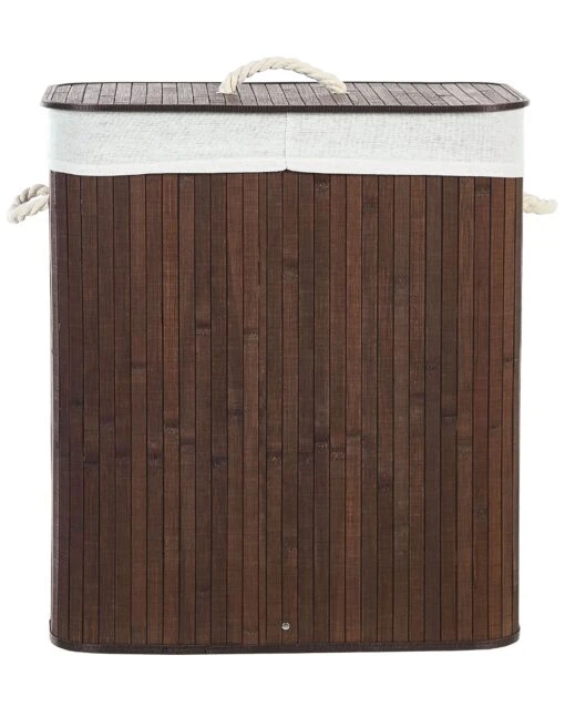 Bamboo Basket With Lid Dark Wood KANDY - Image 3