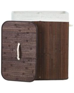 Bamboo Basket With Lid Dark Wood KANDY -Furniture Store undef src sa picid 849112 type whitesh image