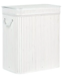 Bamboo Basket With Lid White KALTHOTA