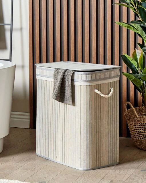 Bamboo Basket With Lid Grey KALTHOTA - Image 2