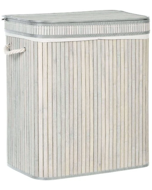 Bamboo Basket With Lid Grey KALTHOTA