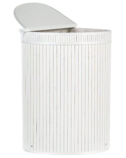 Bamboo Basket With Lid White BADULLA - Image 3