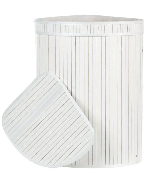 Bamboo Basket With Lid White BADULLA - Image 4