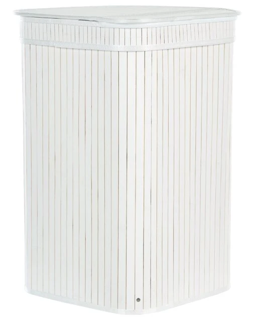 Bamboo Basket With Lid White BADULLA - Image 5