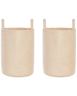 Set Of 2 Cotton Baskets Beige SARYK