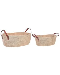 Set Of 2 Cotton Baskets Beige GISSAR