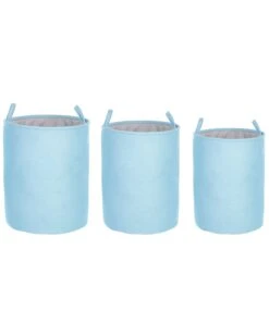 Set Of 3 Fabric Baskets Blue ARCHA