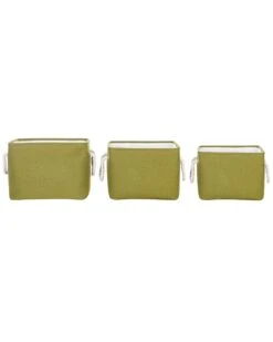 Set Of 3 Fabric Baskets Green DARQAB
