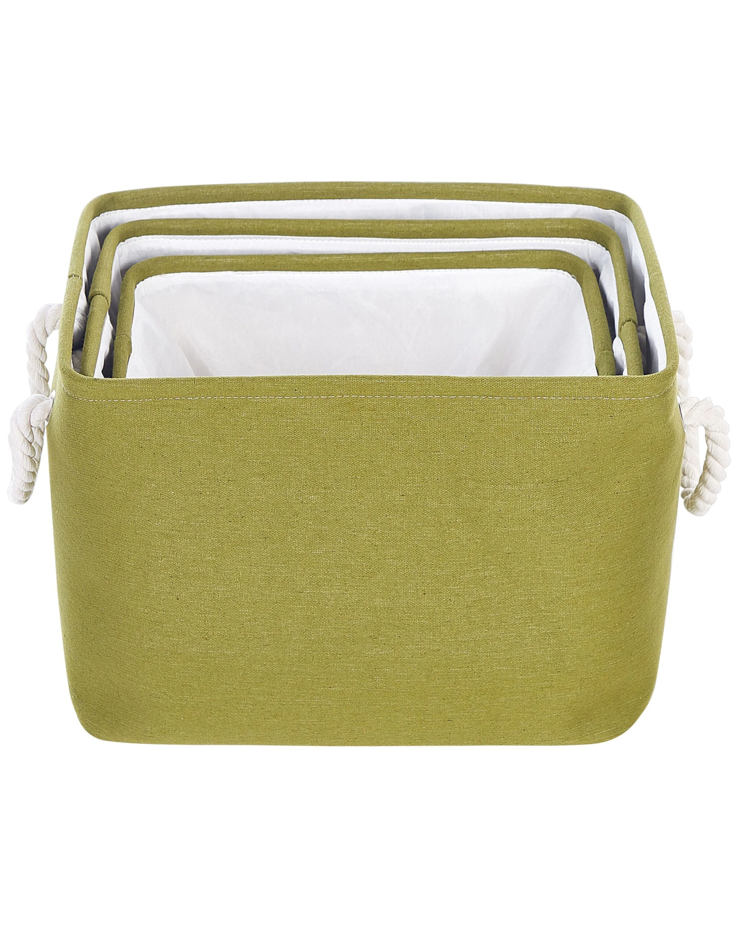 Set Of 3 Fabric Baskets Green DARQAB - Image 3