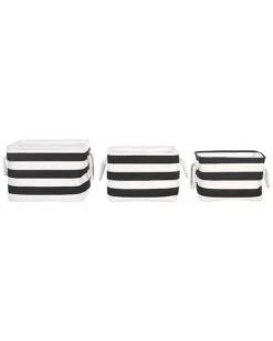 Set Of 3 Fabric Baskets Black And White DARQAB