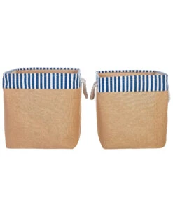 Set Of 2 Fabric Baskets Beige TUGUL