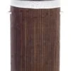 Bamboo Basket With Lid Dark Wood SANNAR