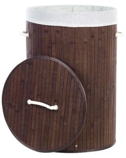 Bamboo Basket With Lid Dark Wood SANNAR -Furniture Store undef src sa picid 849845 type whitesh image