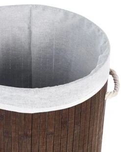 Bamboo Basket With Lid Dark Wood SANNAR -Furniture Store undef src sa picid 849846 type whitesh image