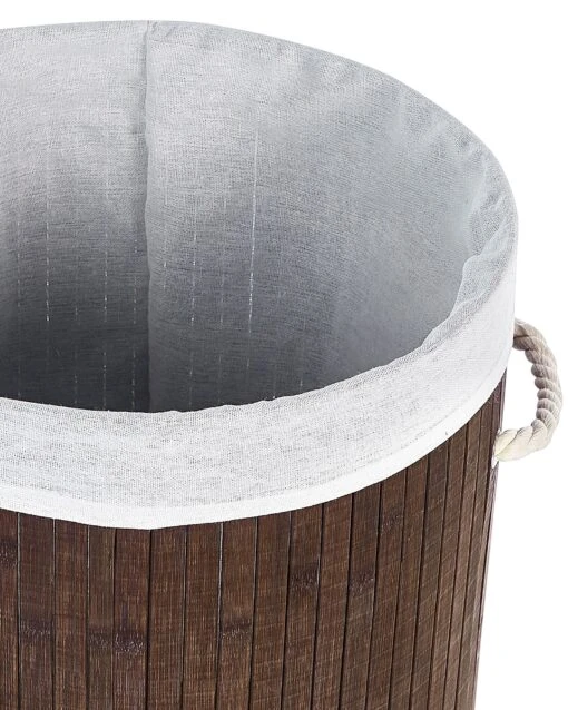 Bamboo Basket With Lid Dark Wood SANNAR - Image 4