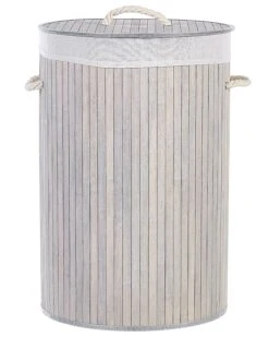 Bamboo Basket With Lid Grey SANNAR