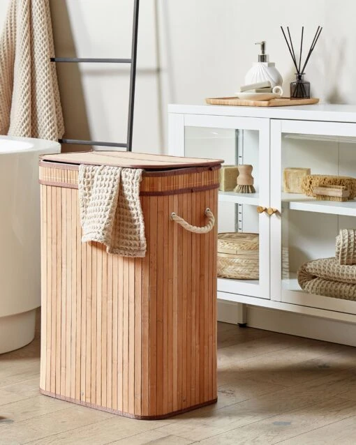 Bamboo Basket With Lid Light Wood KALUTARA - Image 2