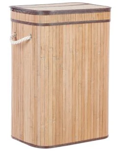 Bamboo Basket With Lid Light Wood KALUTARA -Furniture Store undef src sa picid 849892 type whitesh image