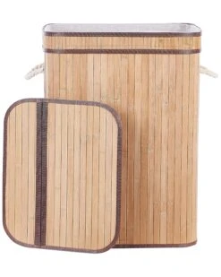 Bamboo Basket With Lid Light Wood KALUTARA -Furniture Store undef src sa picid 849894 type whitesh image
