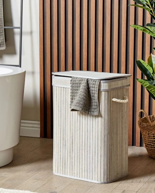 Bamboo Basket With Lid Grey KALUTARA - Image 2