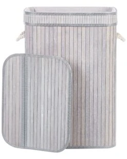 Bamboo Basket With Lid Grey KALUTARA -Furniture Store undef src sa picid 849901 type whitesh image
