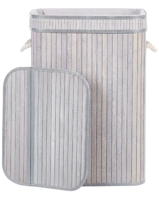 Bamboo Basket With Lid Grey KALUTARA - Image 5