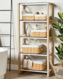 Set Of 5 Bamboo Baskets Light Wood TALPE -Furniture Store undef src sa picid 849939 type color image