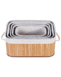 Set Of 5 Bamboo Baskets Light Wood TALPE -Furniture Store undef src sa picid 849944 type whitesh image