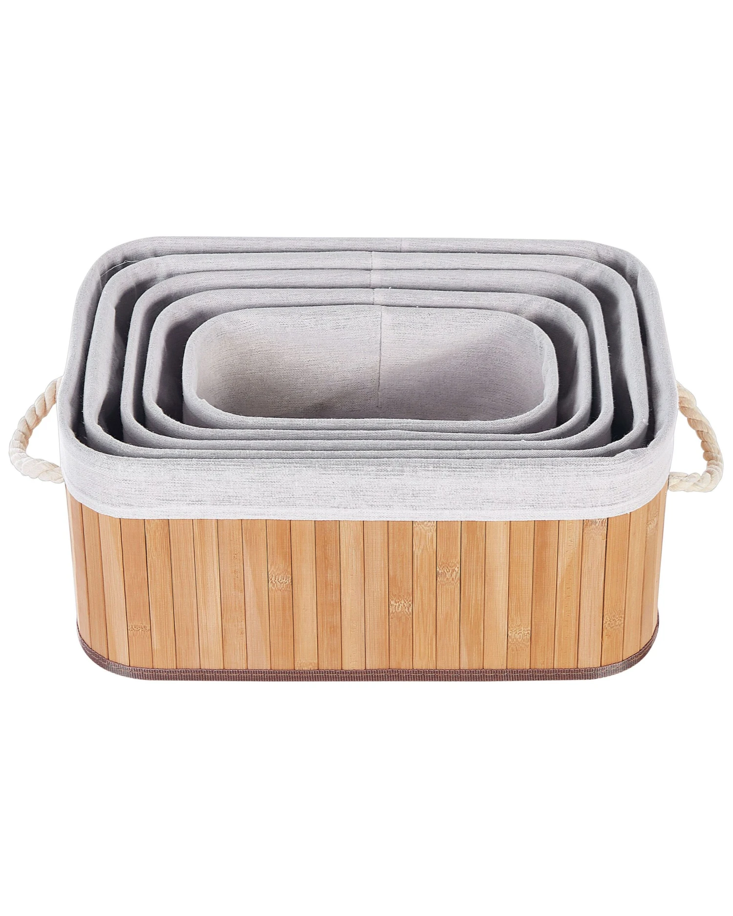 Set Of 5 Bamboo Baskets Light Wood TALPE - Image 7