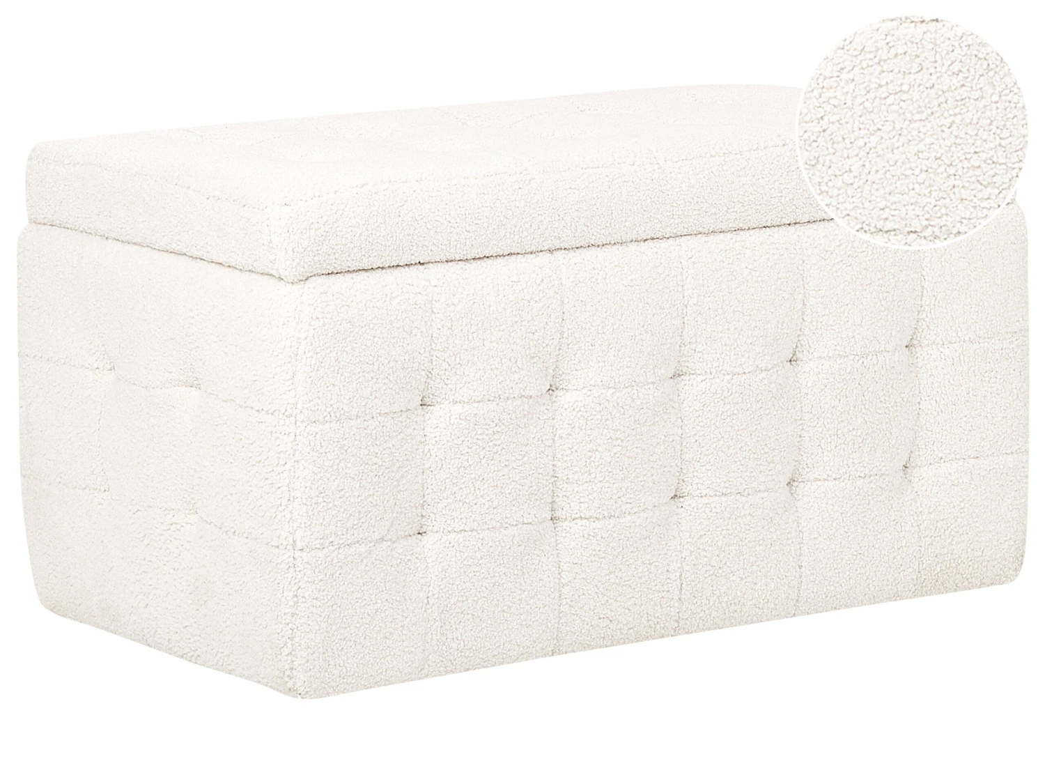 Boucle Storage Ottoman White MICHIGAN
