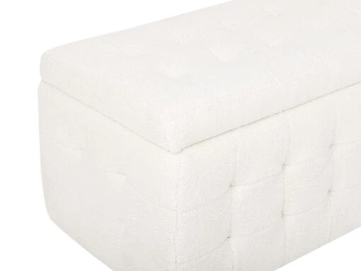 Boucle Storage Ottoman White MICHIGAN - Image 6