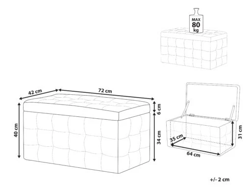 Boucle Storage Ottoman White MICHIGAN - Image 9