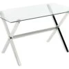 Glass Top Dining Table 130 X 70 Cm Silver FLORIN -Furniture Store undef src sa picid 850530 type whitesh image