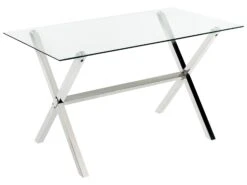 Glass Top Dining Table 130 X 70 Cm Silver FLORIN
