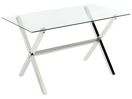Glass Top Dining Table 130 X 70 Cm Silver FLORIN
