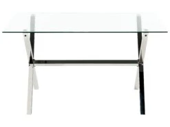 Glass Top Dining Table 130 X 70 Cm Silver FLORIN -Furniture Store undef src sa picid 850531 type whitesh image