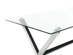 Glass Top Dining Table 130 X 70 Cm Silver FLORIN -Furniture Store undef src sa picid 850532 type whitesh image