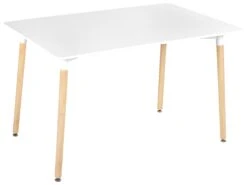 Dining Table 120 X 80 Cm White And Light Wood NEWBERRY