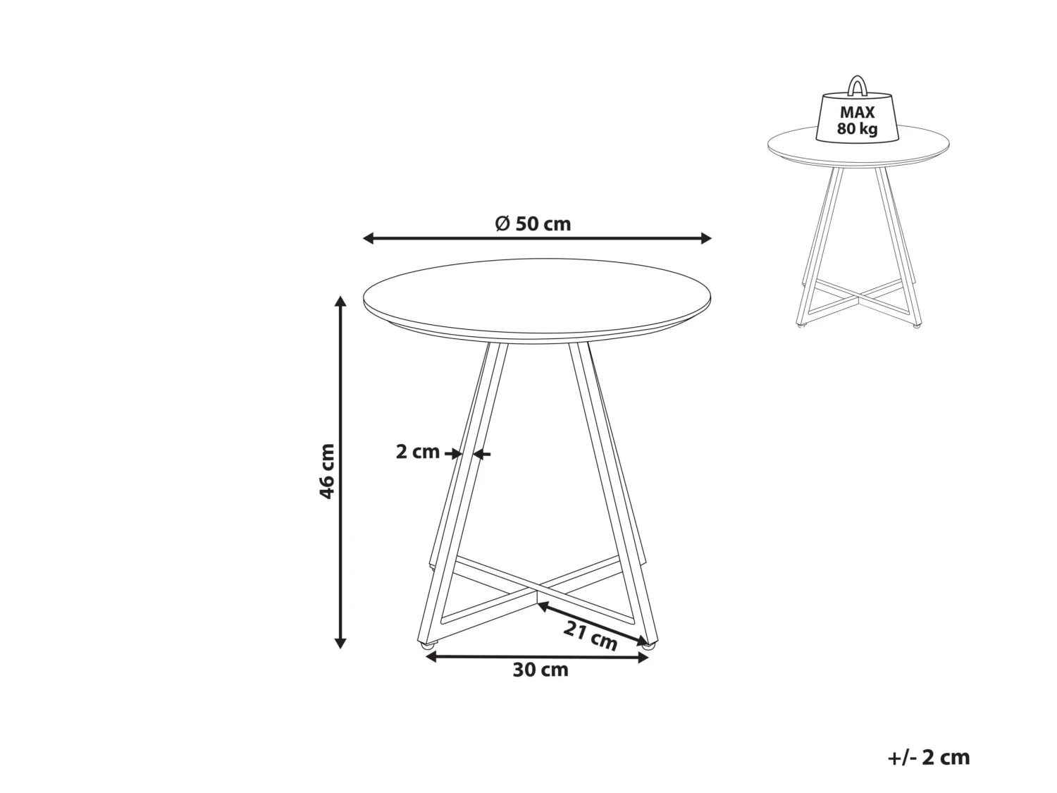 Side Table Light Wood With Black ATOKA - Image 6