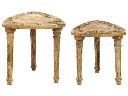 Set Of 2 Mango Wood Side Tables Light SAORA