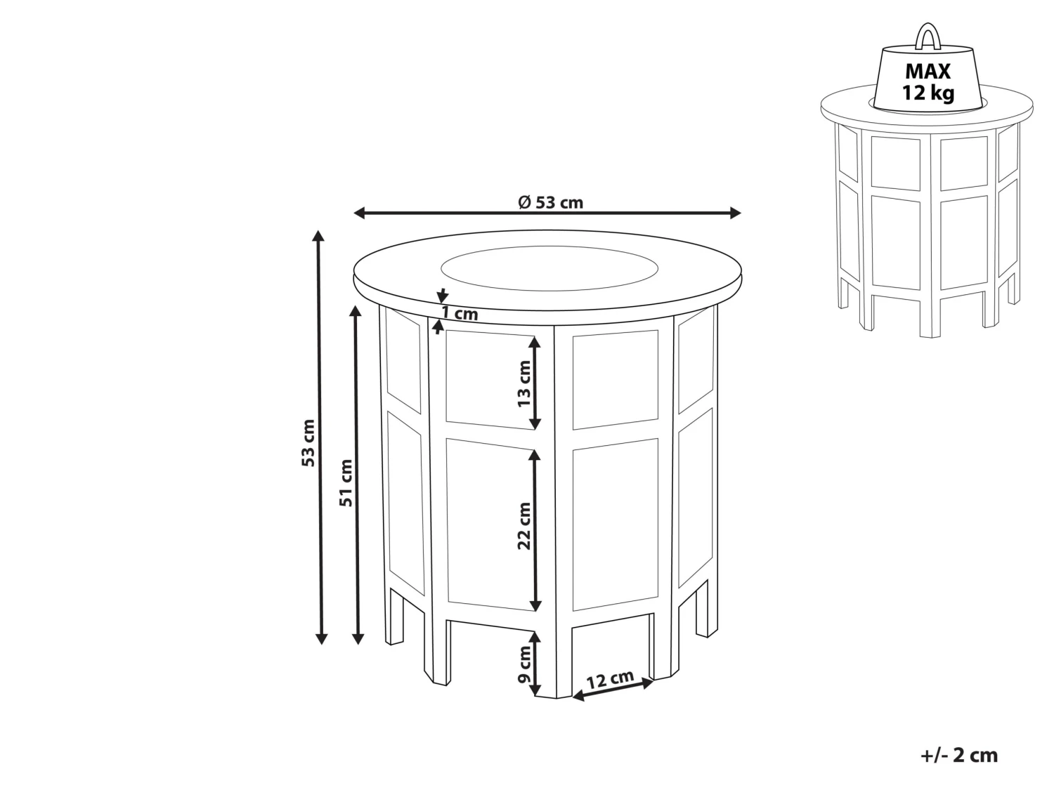 Mango Wood Side Table Off-White ELARA - Image 6