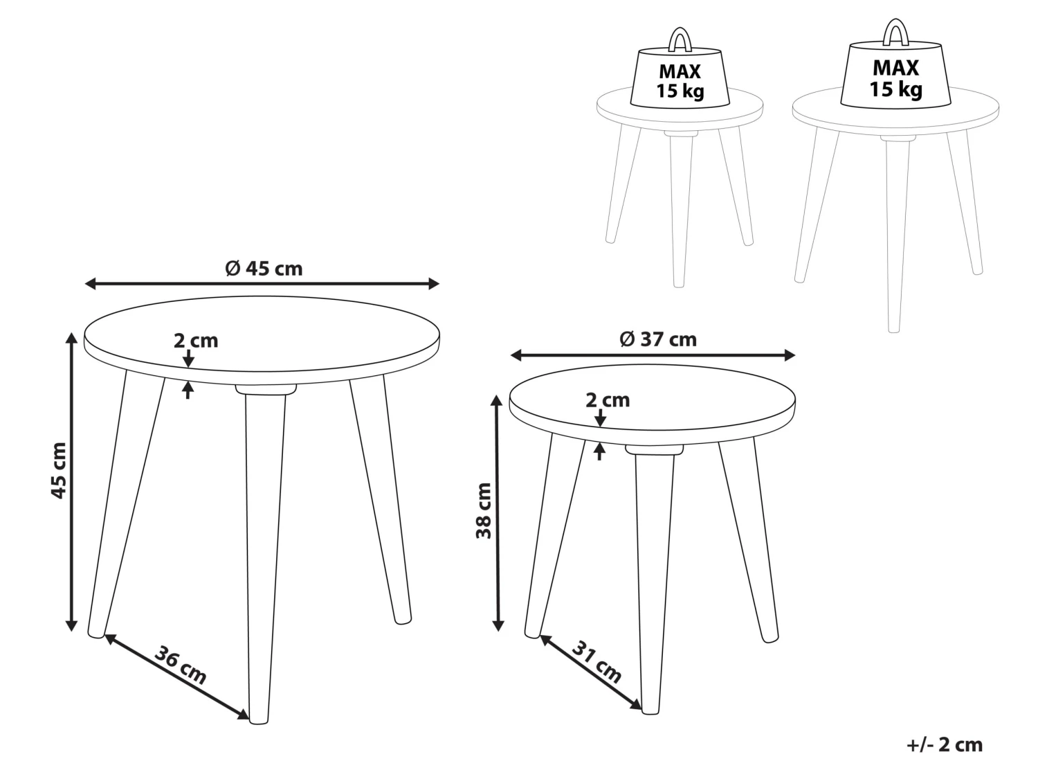 Set Of 2 Mango Wood Side Tables Dark And Gold CHANPI - Image 8