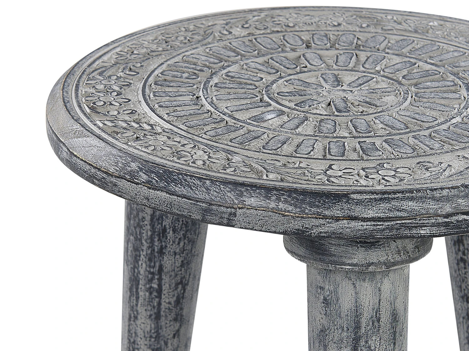Set Of 2 Mango Wood Side Tables Grey JATRA - Image 4