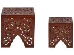 Nest Of 2 Side Tables Dark Wood SHUKUR